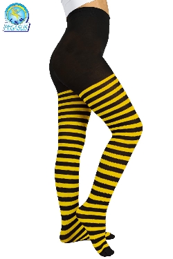 CALZE COLLANT RIGA NERO GIALLO BAMBINA